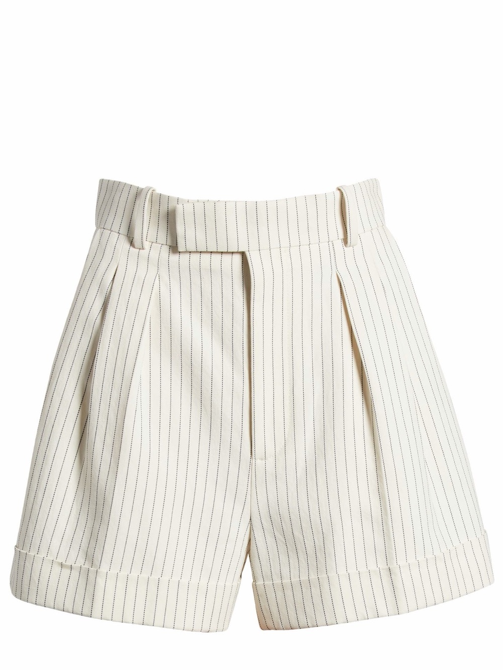 Frame Denim Pleated Pinstriped Cotton-blend Drill Shorts, sz 4